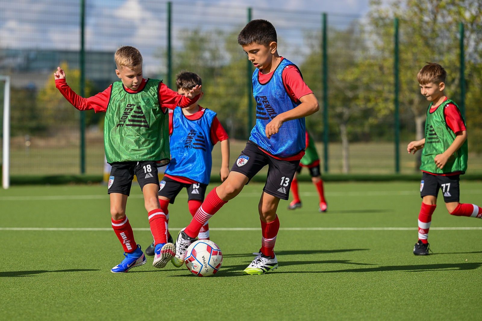 Under 8 players training on the 3G pitch at Basildon Sporting Village