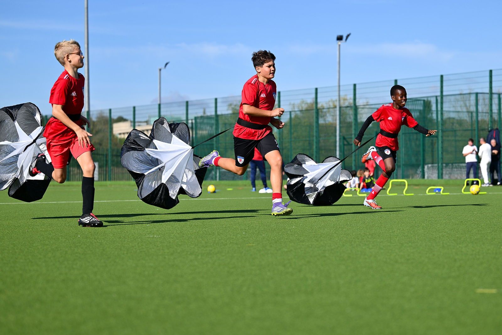 Under 10 & 11 players in a match drill at FC Alpha Academy, Basildon