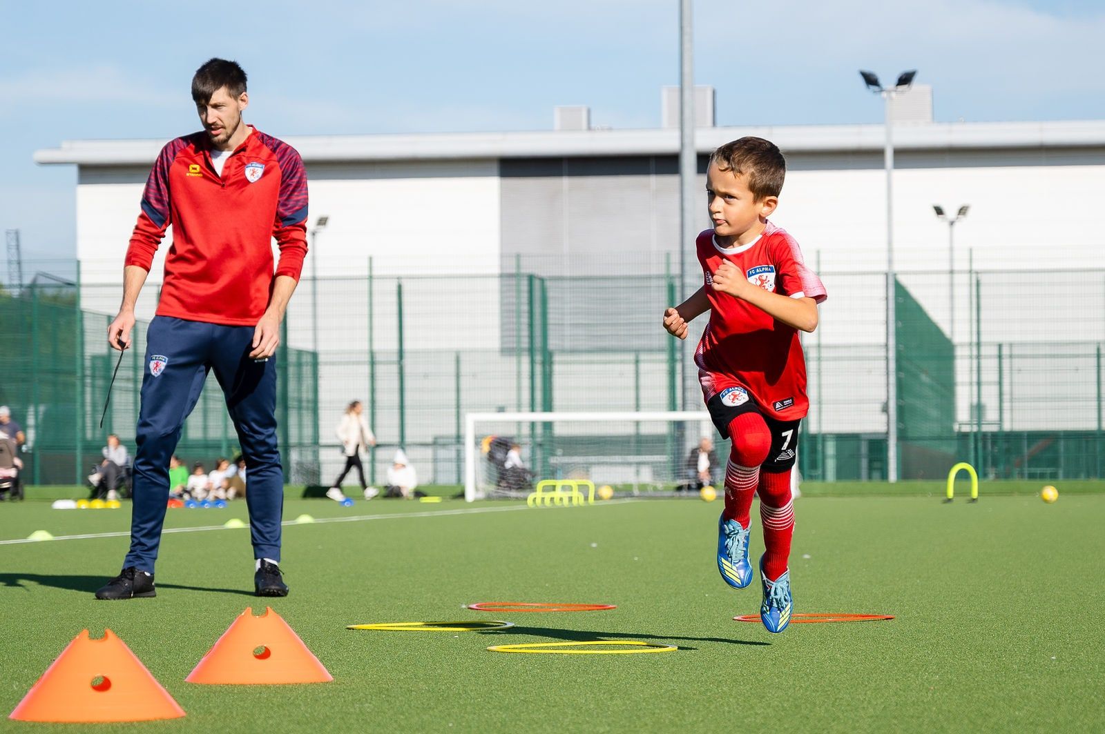 Under 7 players in a training session at FC Alpha Academy, Basildon