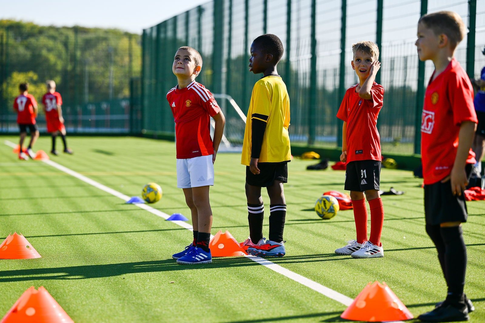 Under 7 players in a training session at FC Alpha Academy, Basildon