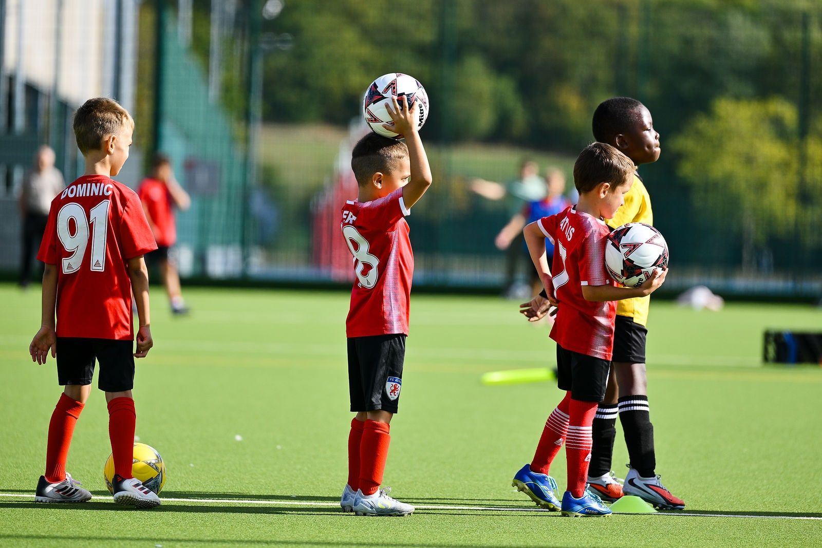 Under 7 players in a training session at FC Alpha Academy, Basildon